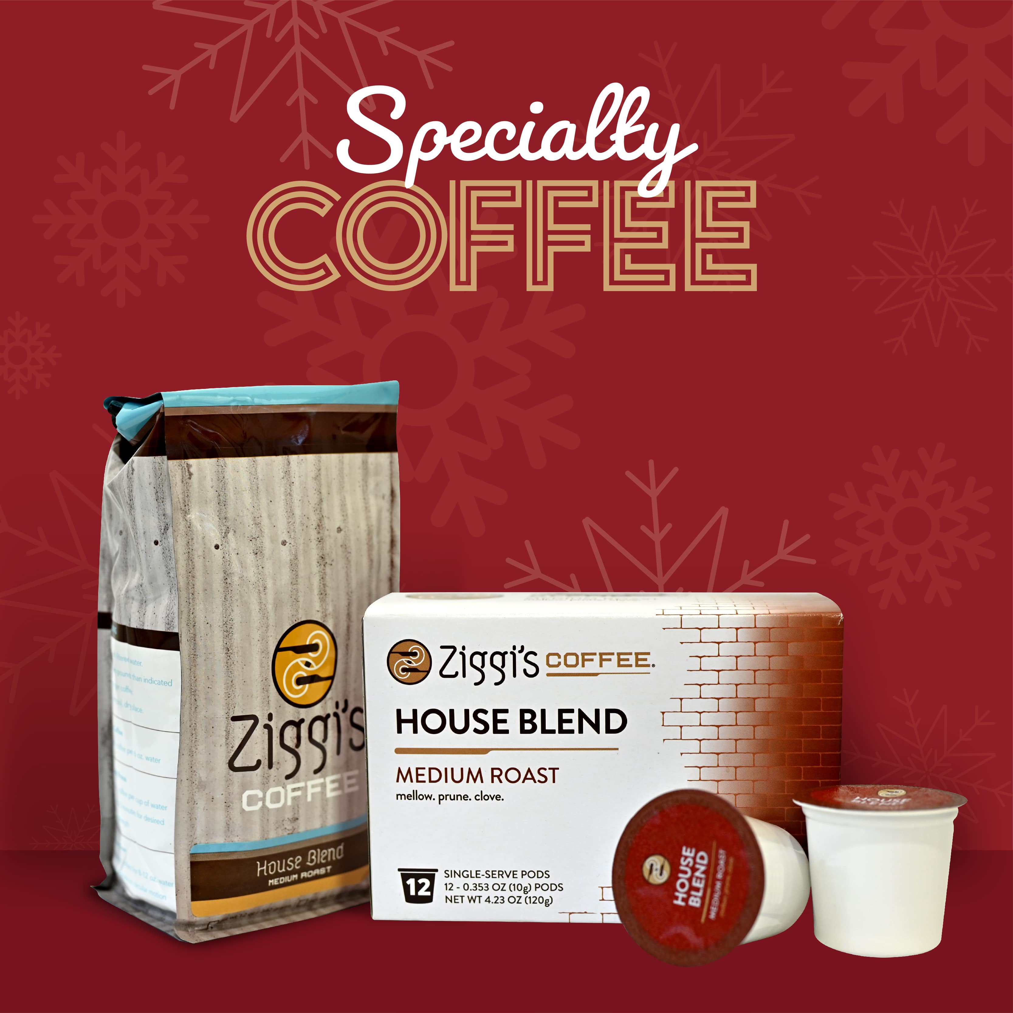 Whole bean coffee and single serve pods at Ziggi's Coffee