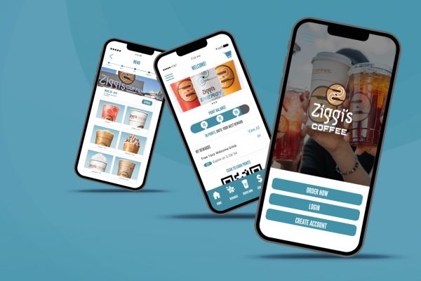 Image of phones with the Ziggi's Loyalty app on the screen