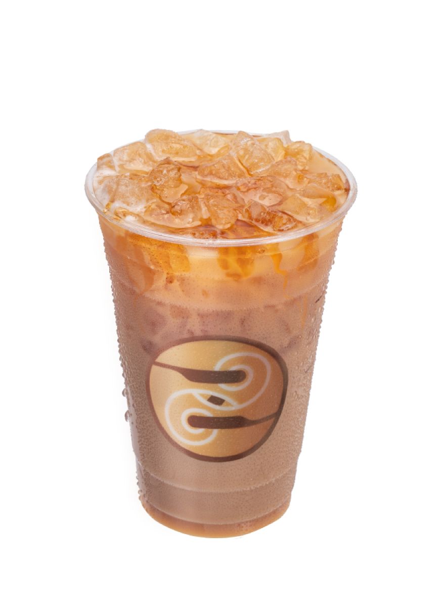 Iced Mike’s Hot Honey® Latte with espresso, buttery pecan, and hot honey spice over ice.