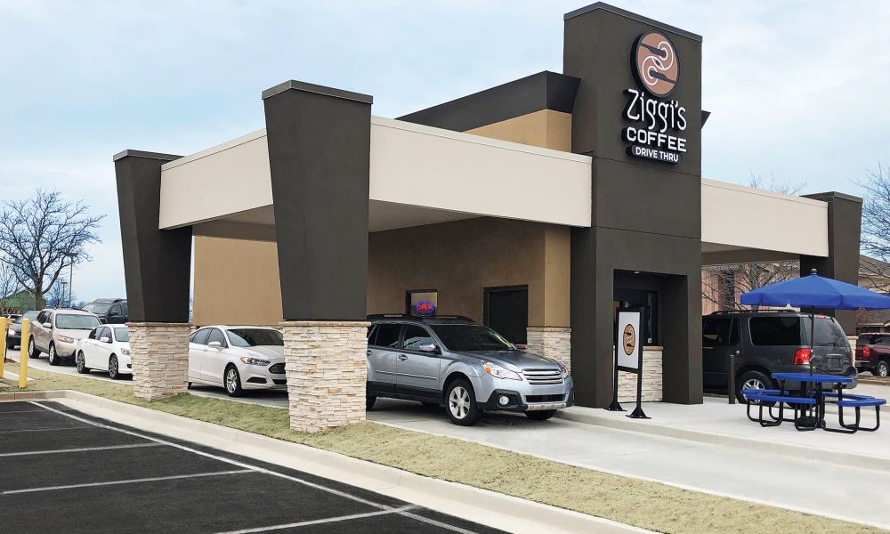 Ziggi's Coffee double drive-thru building