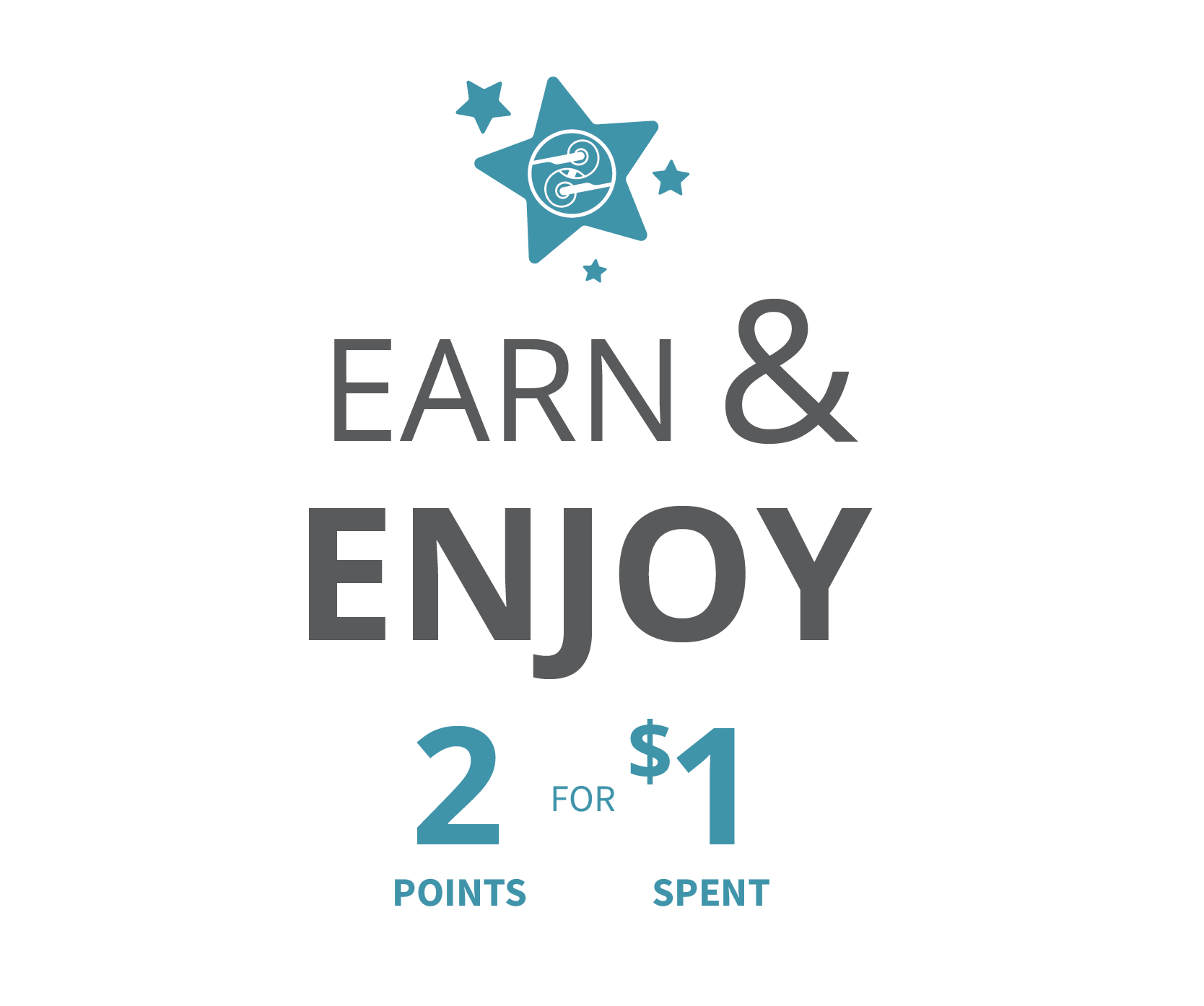 Earn and enjoy 2 points for every $1 spent